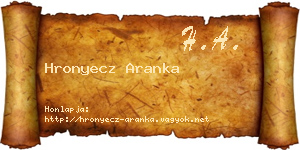 Hronyecz Aranka névjegykártya